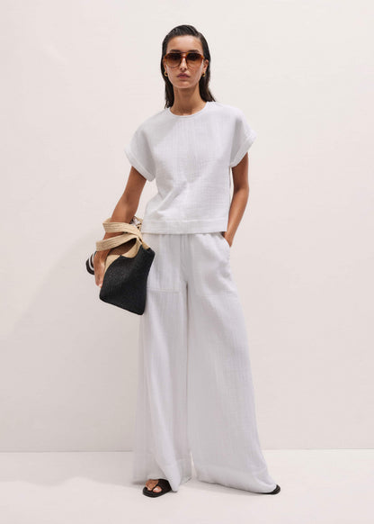 ME+EM White Cheesecloth Wide-Leg Pant