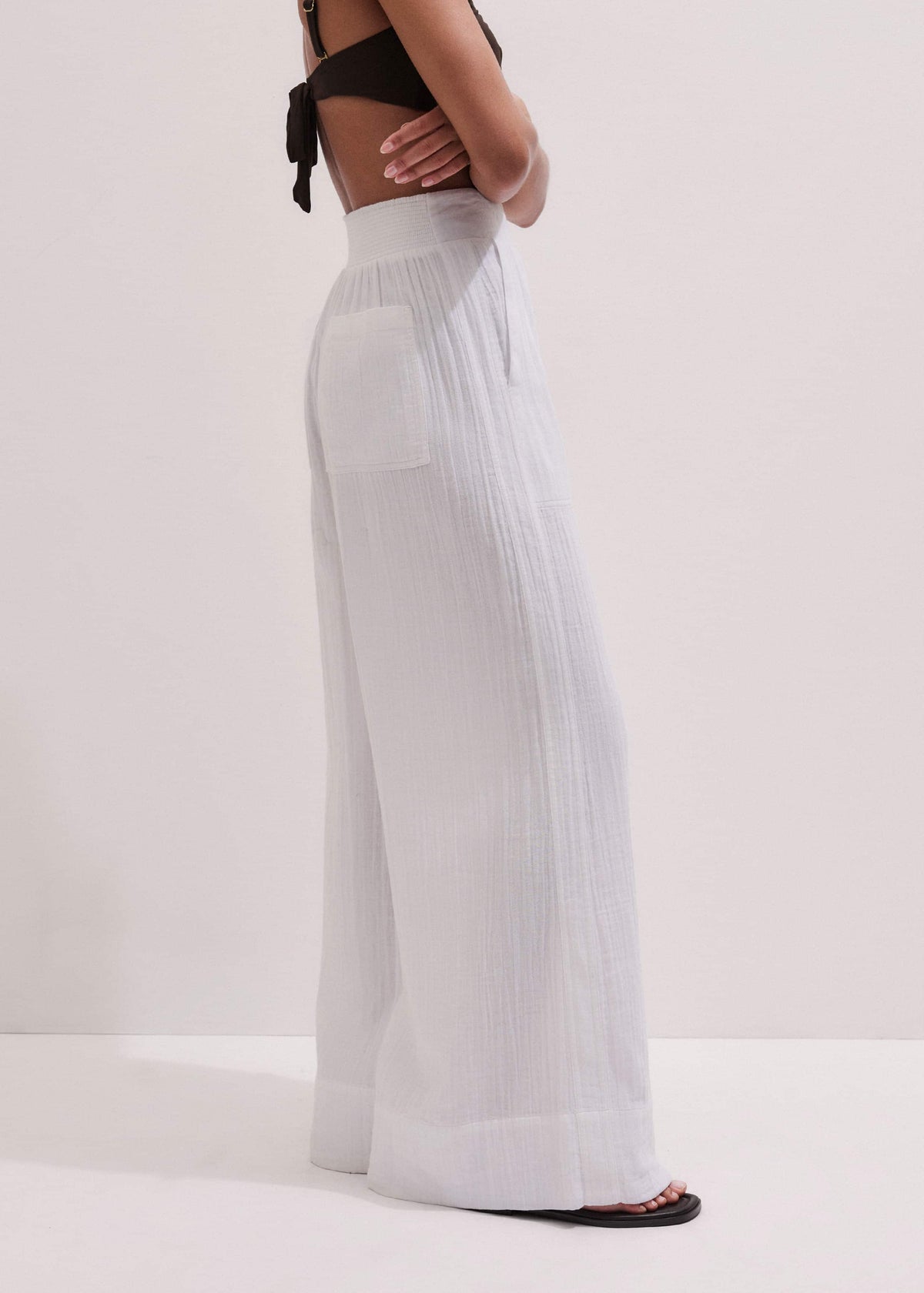 ME+EM White Cheesecloth Wide-Leg Pant