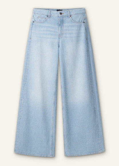 ME+EM Blue Micro Stripe Ultimate Wide-Leg Jean