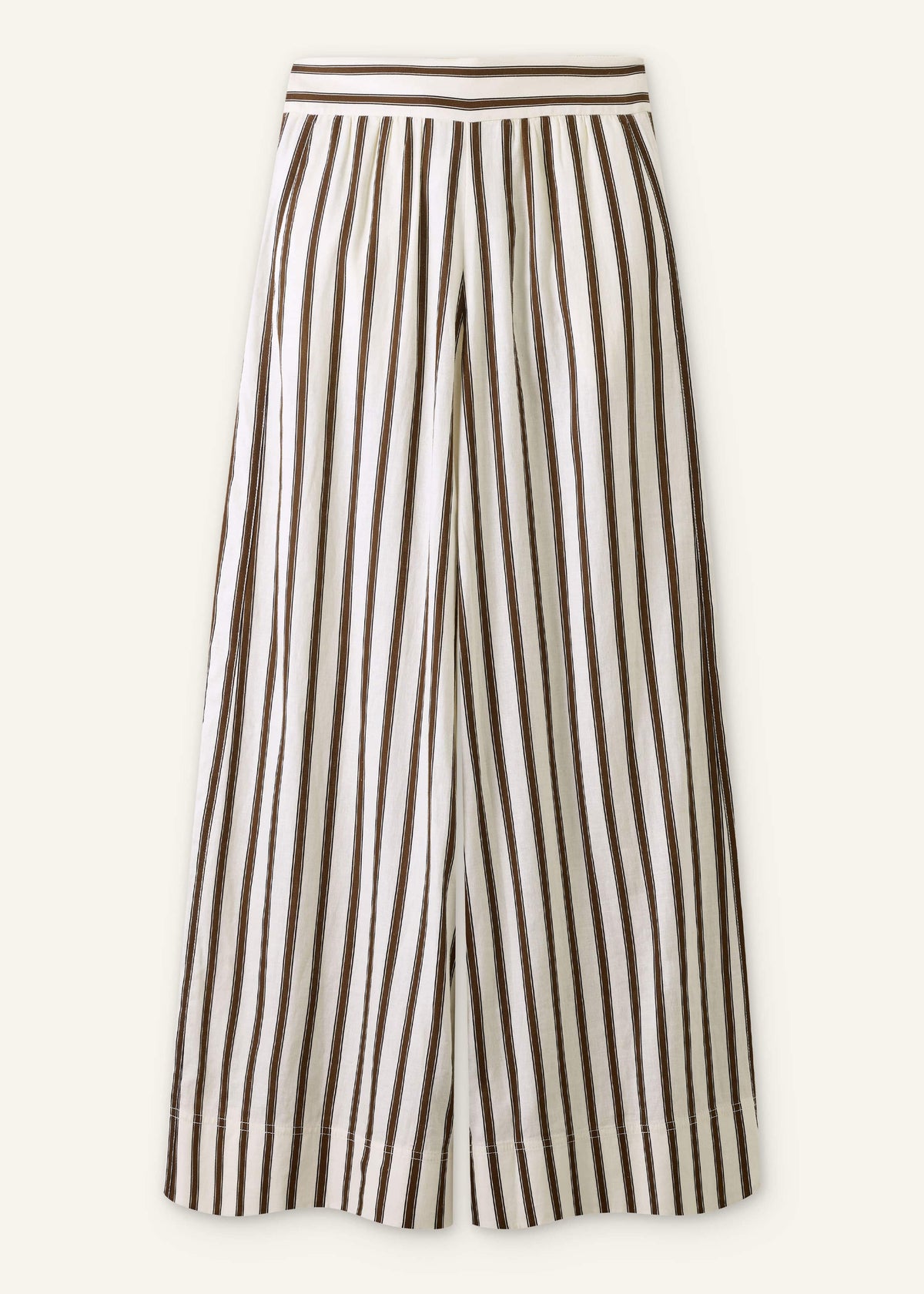 ME+EM Cream Linen-Blend Spring Stripe Wide-Leg Pant