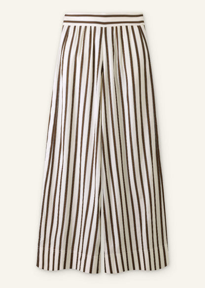 ME+EM Cream Linen-Blend Spring Stripe Wide-Leg Pant