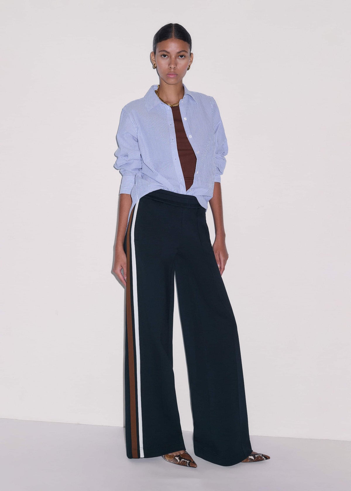 ME+EM Navy Side Stripe Stretch Jersey Icon Track Pant