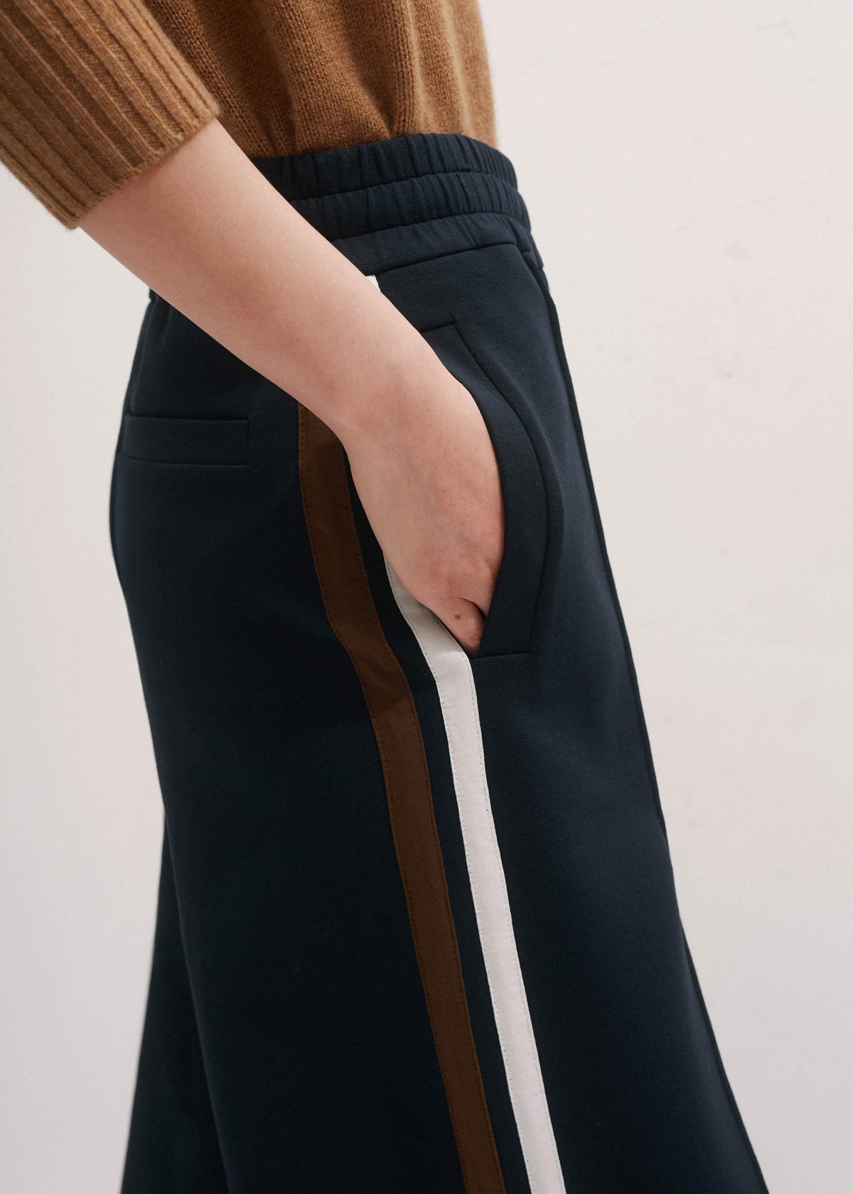 ME+EM Navy Side Stripe Stretch Jersey Icon Track Pant