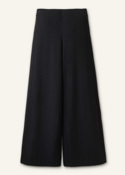 ME+EM Black Textured Wide-Leg Palazzo Pant