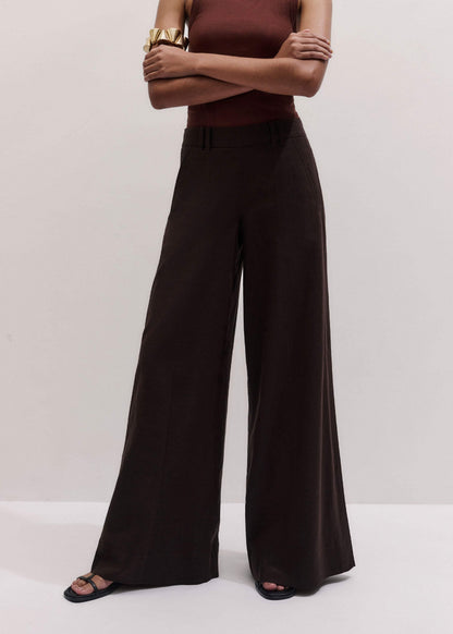 ME+EM Brown Wide-Leg Pant