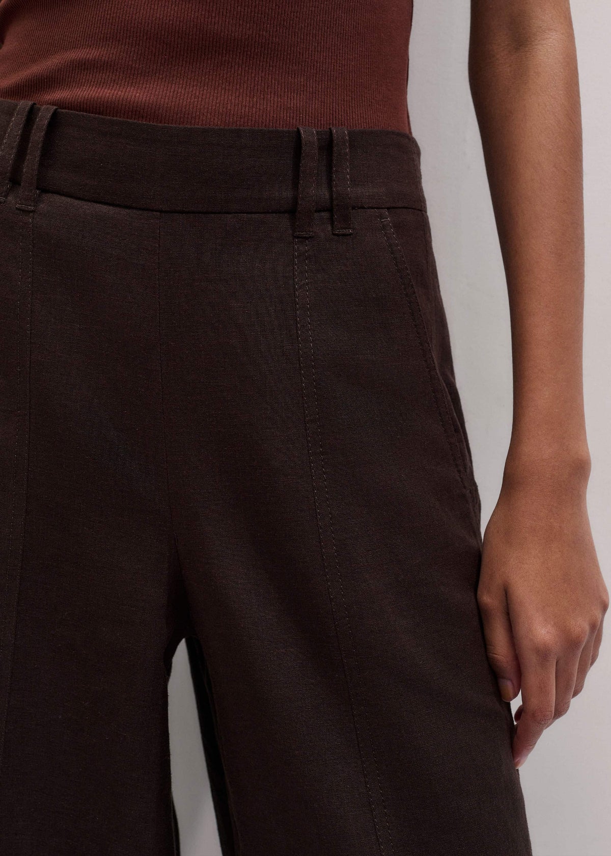 ME+EM Brown Wide-Leg Pant