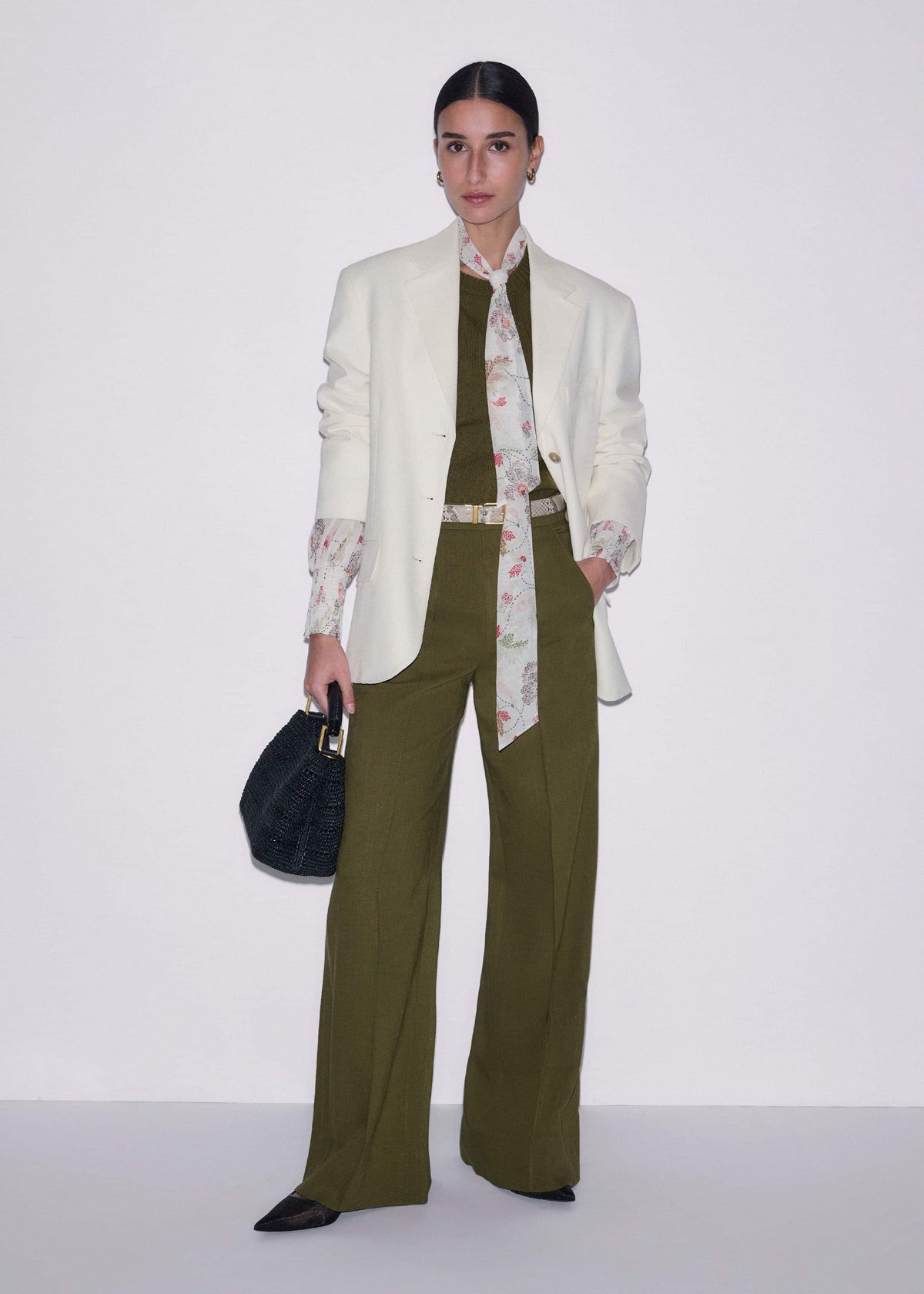 ME+EM Olive Green Forever Wide-Leg Pant