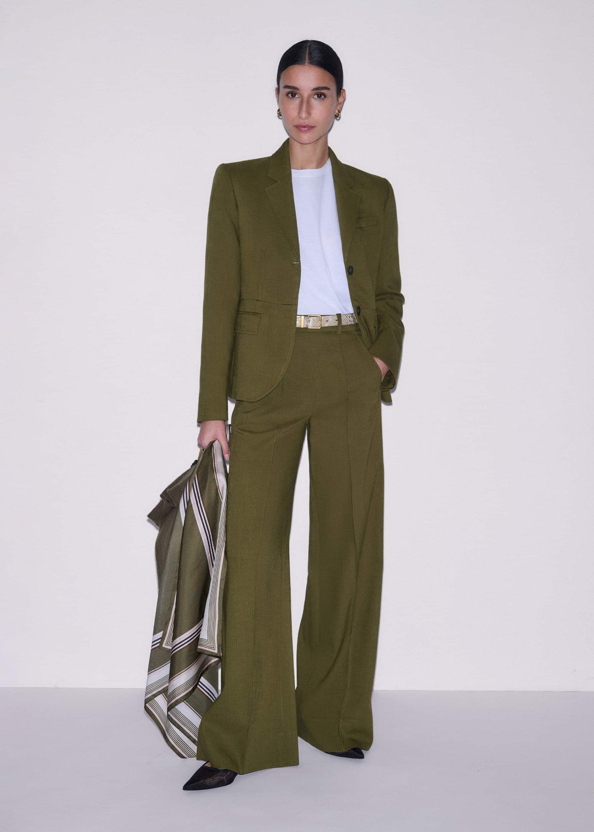 ME+EM Olive Green Forever Wide-Leg Pant