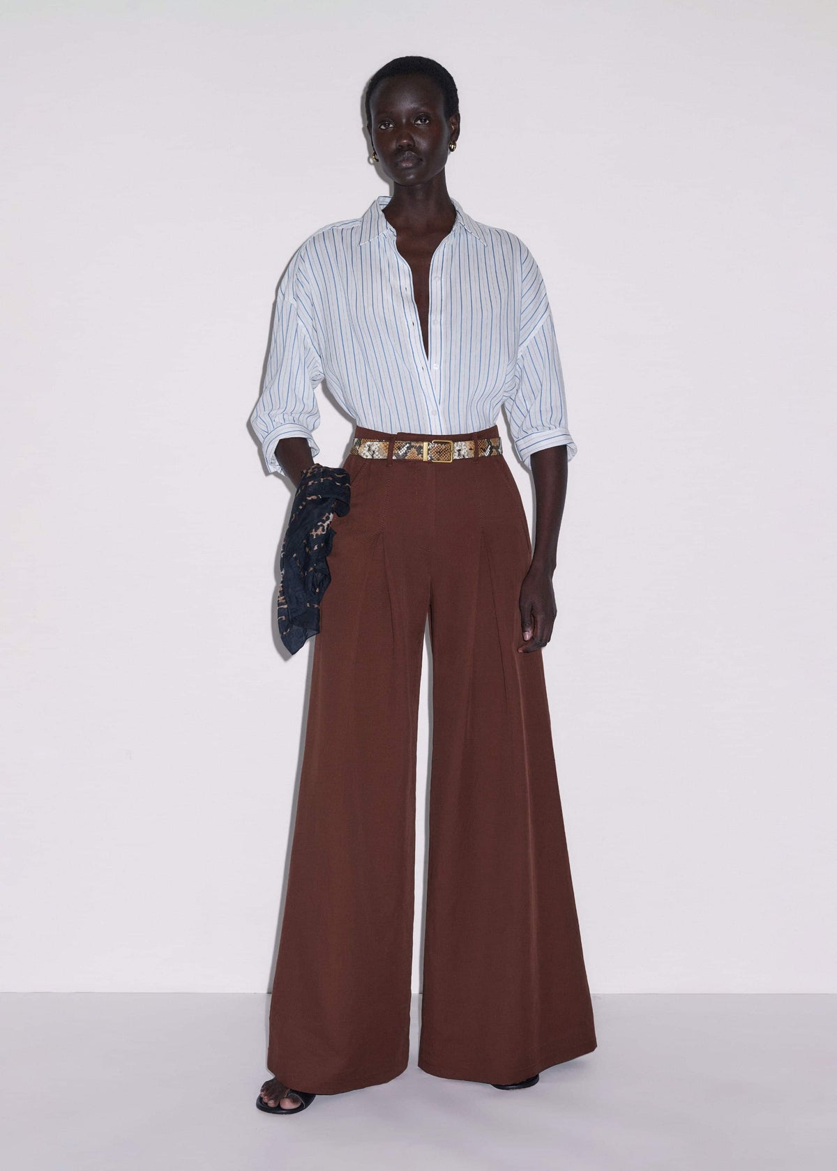 ME+EM Cinnamon Brown Very Wide-Leg Pant