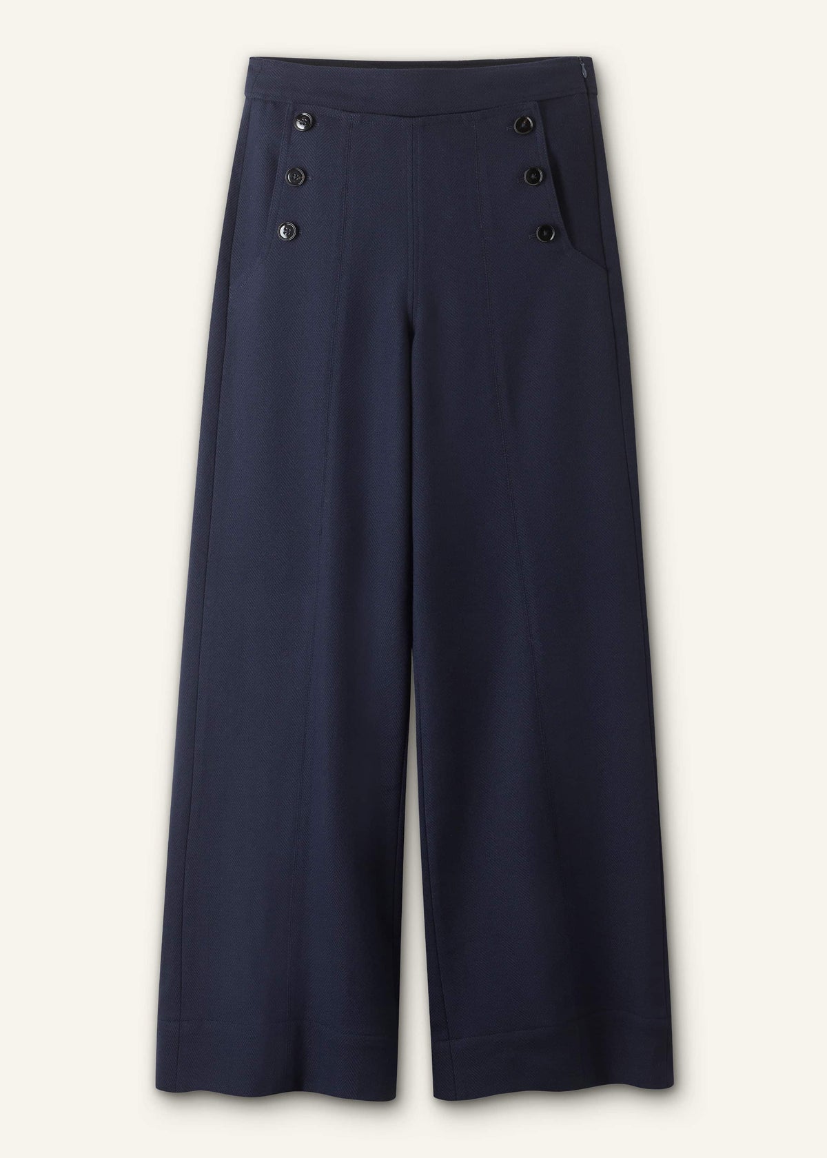 ME+EM Navy Button Front High Waist Wide-Leg Pant