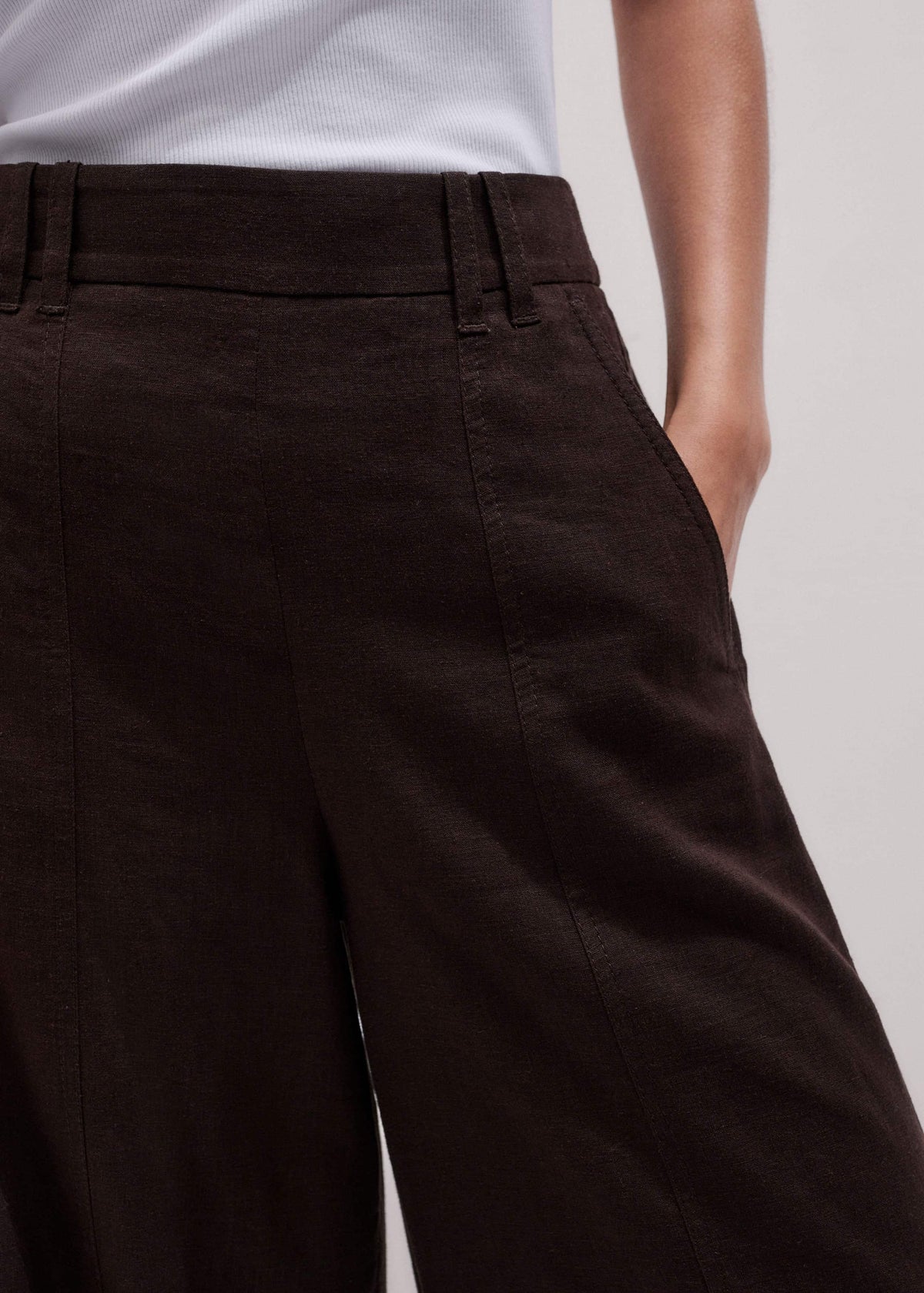 ME+EM Brown Crop Wide-Leg Pant