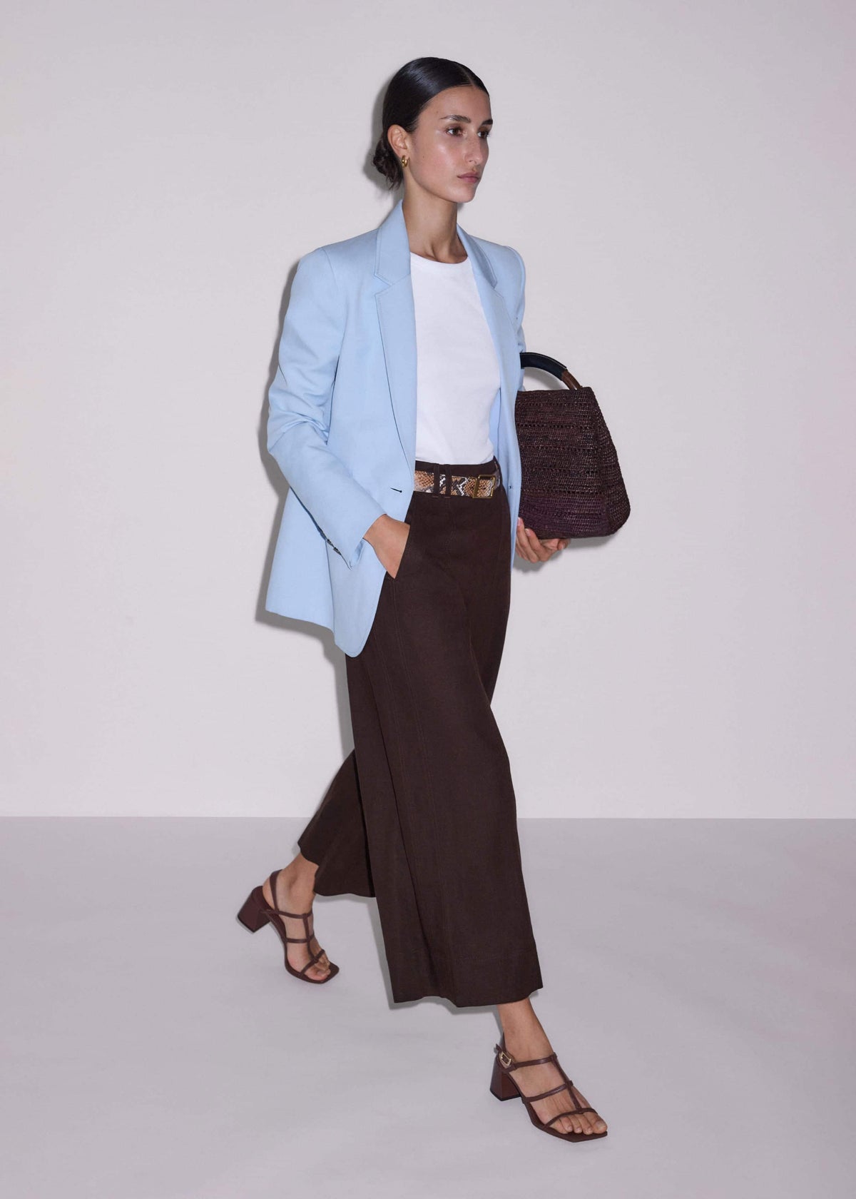 ME+EM Brown Crop Wide-Leg Pant