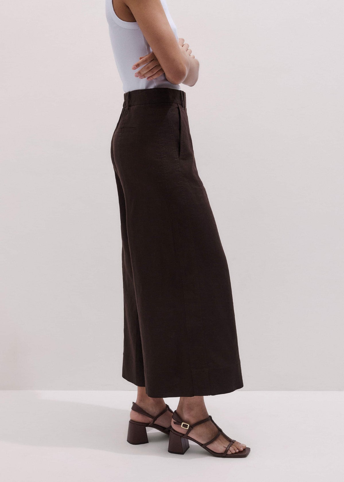 ME+EM Brown Crop Wide-Leg Pant