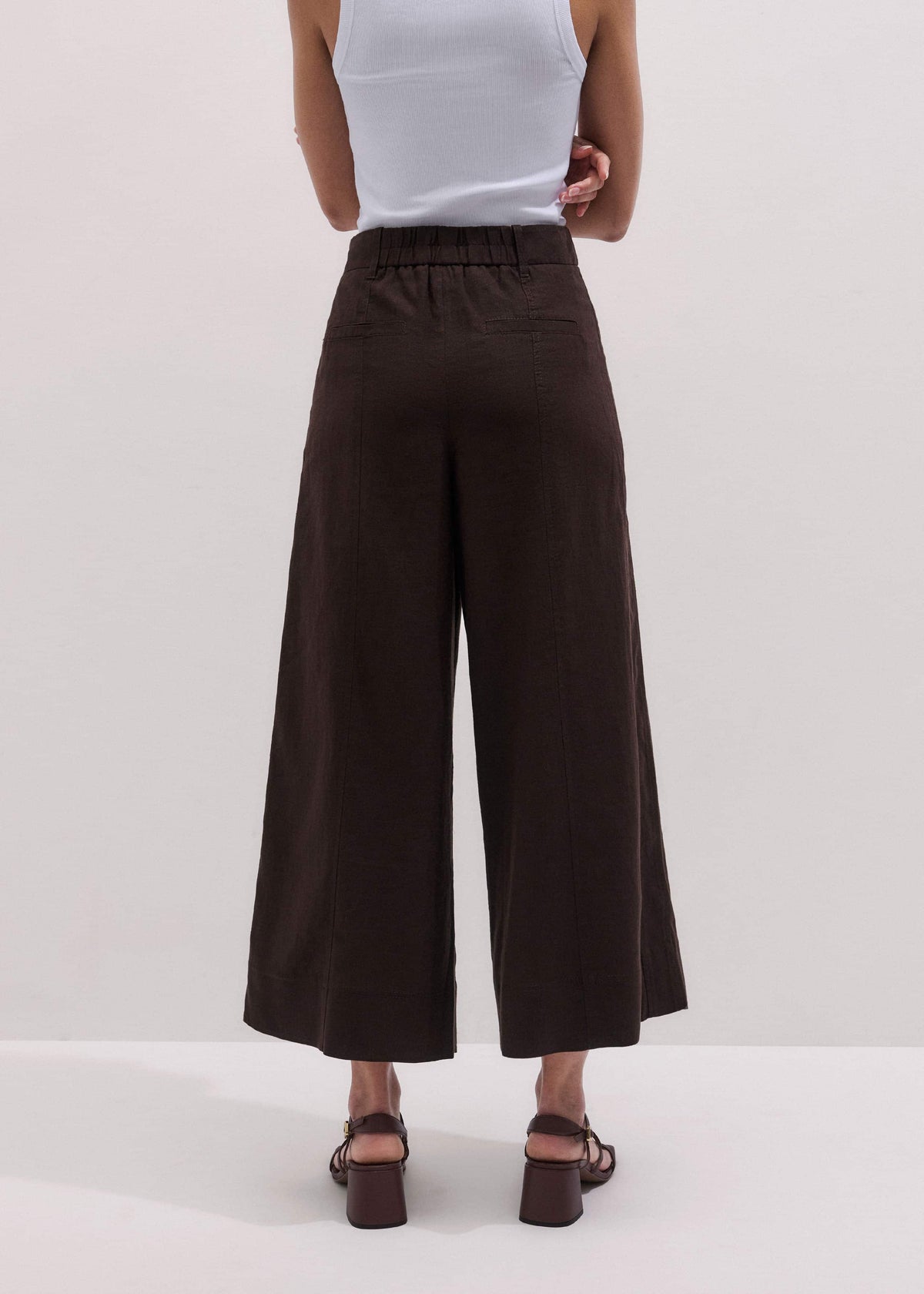ME+EM Brown Crop Wide-Leg Pant