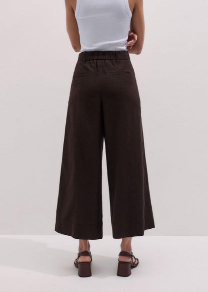 ME+EM Brown Crop Wide-Leg Pant