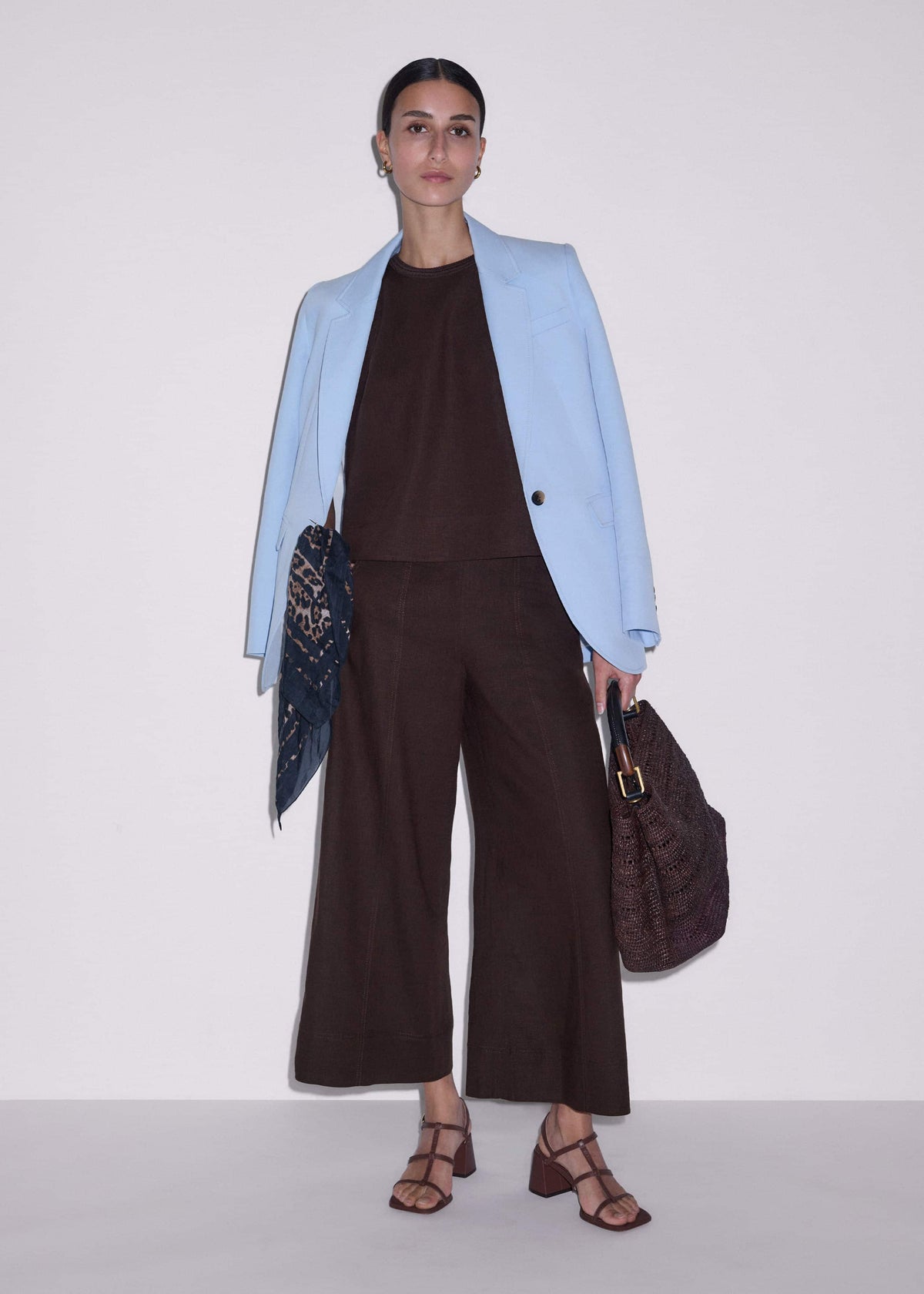 ME+EM Brown Crop Wide-Leg Pant
