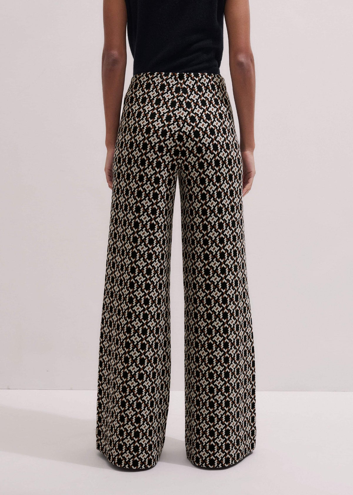 ME+EM Navy Graphic Jacquard Wide-Leg Pant
