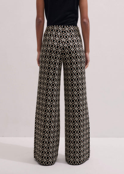 ME+EM Navy Graphic Jacquard Wide-Leg Pant