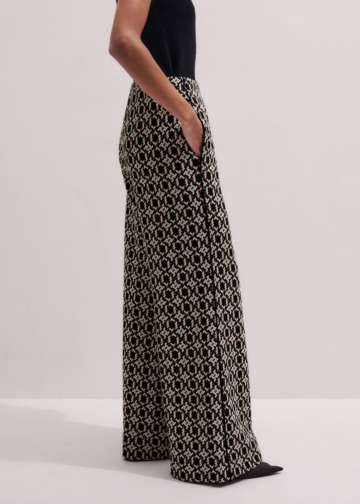 ME+EM Navy Graphic Jacquard Wide-Leg Pant