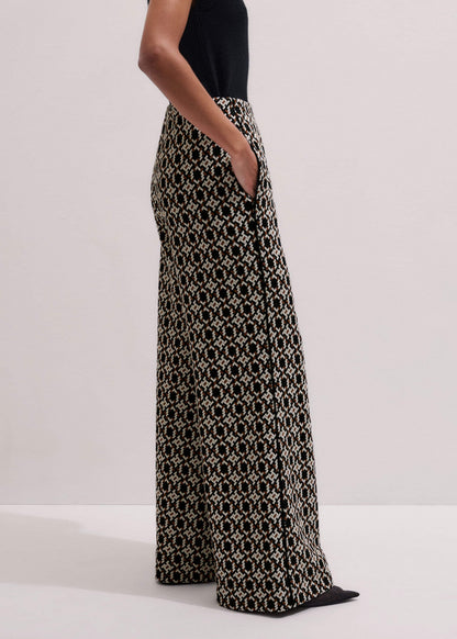ME+EM Navy Graphic Jacquard Wide-Leg Pant