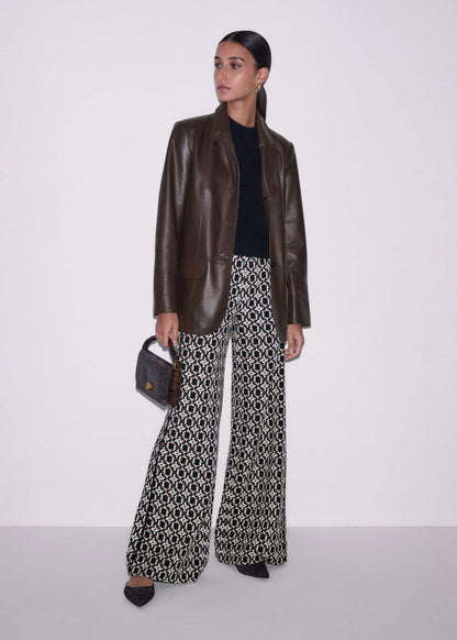 ME+EM Navy Graphic Jacquard Wide-Leg Pant