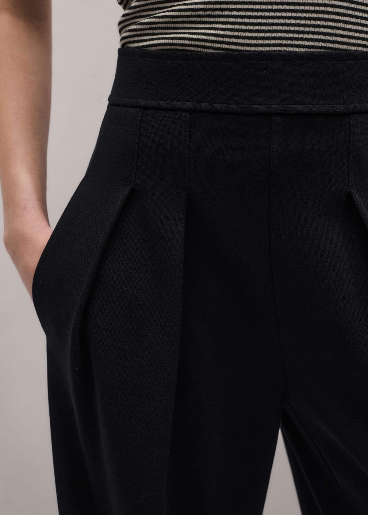 ME+EM Black Luxe Travel Tailoring Wide-Leg Pant