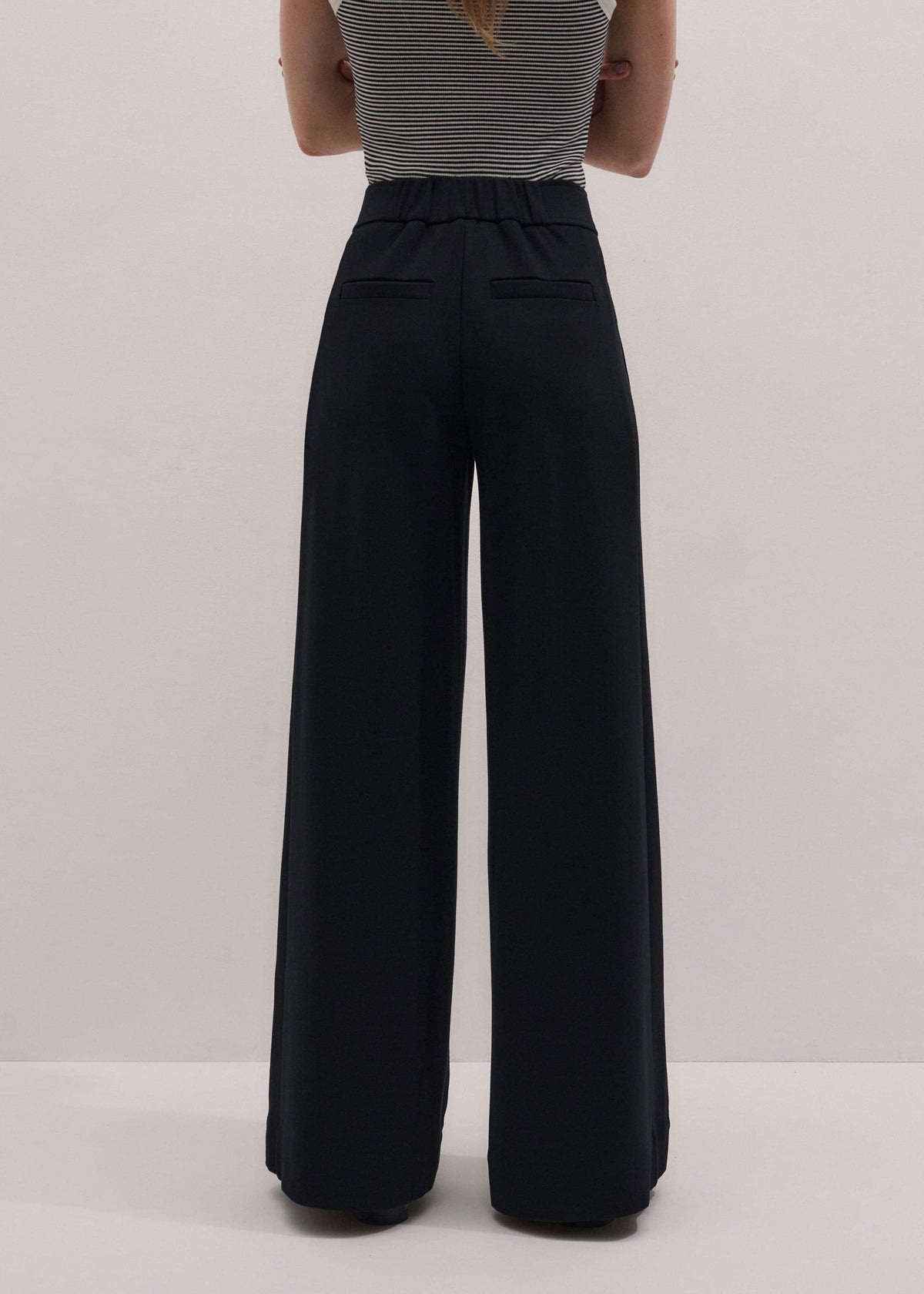 ME+EM Black Luxe Travel Tailoring Wide-Leg Pant
