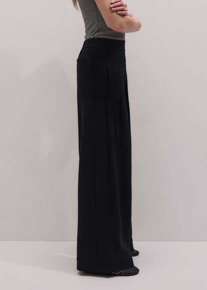 ME+EM Black Luxe Travel Tailoring Wide-Leg Pant