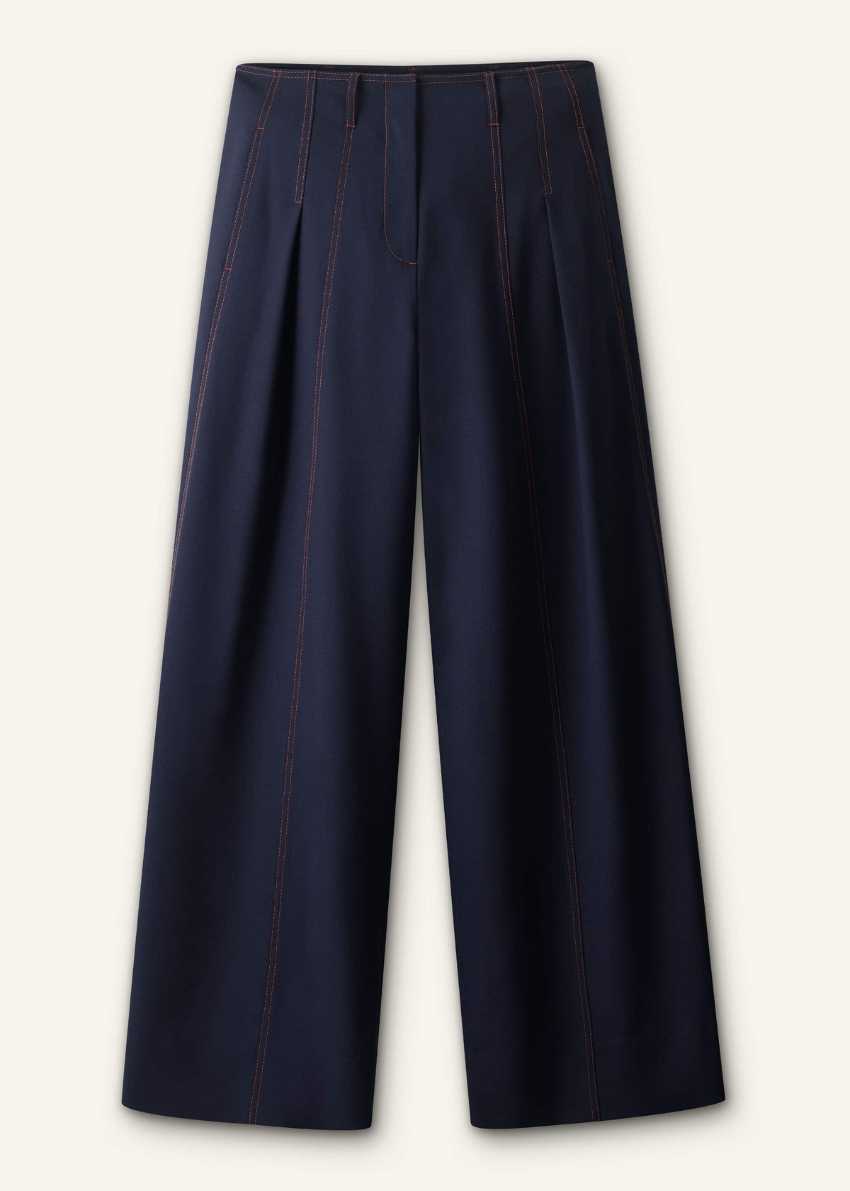 ME+EM Navy Contrast Top Stitch Wide-Leg Pant