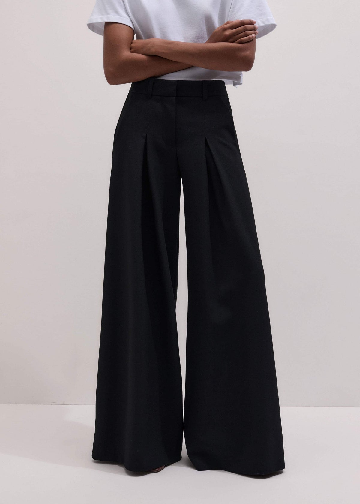 ME+EM Black Very Wide-Leg Pant