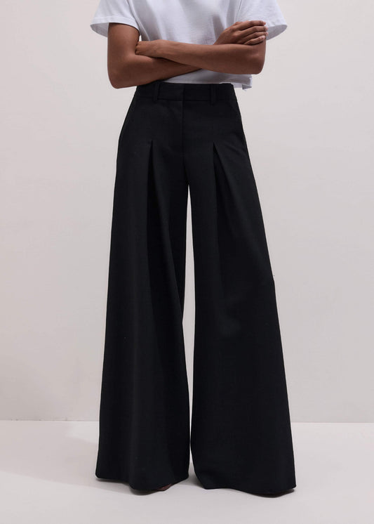 ME+EM Black Very Wide-Leg Pant