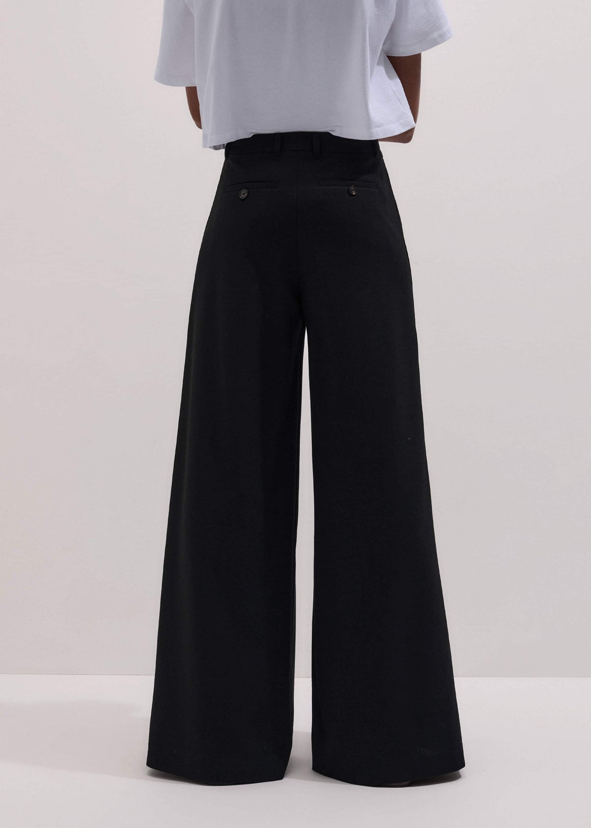 ME+EM Black Very Wide-Leg Pant