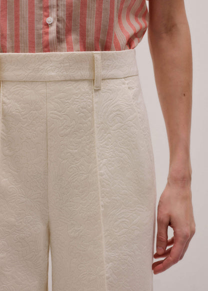ME+EM Ivory Luxe Jacquard Wide-Leg Pant