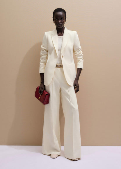ME+EM Ivory Luxe Jacquard Wide-Leg Pant