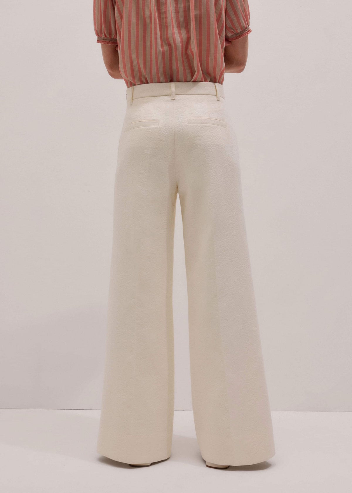 ME+EM Ivory Luxe Jacquard Wide-Leg Pant