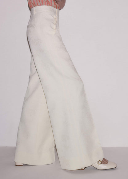 ME+EM Ivory Luxe Jacquard Wide-Leg Pant