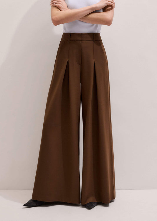 ME+EM Walnut Brown Ultimate Very Wide-Leg Pant