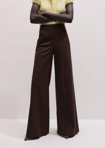 ME+EM Brown High Waist Wide-Leg Pant