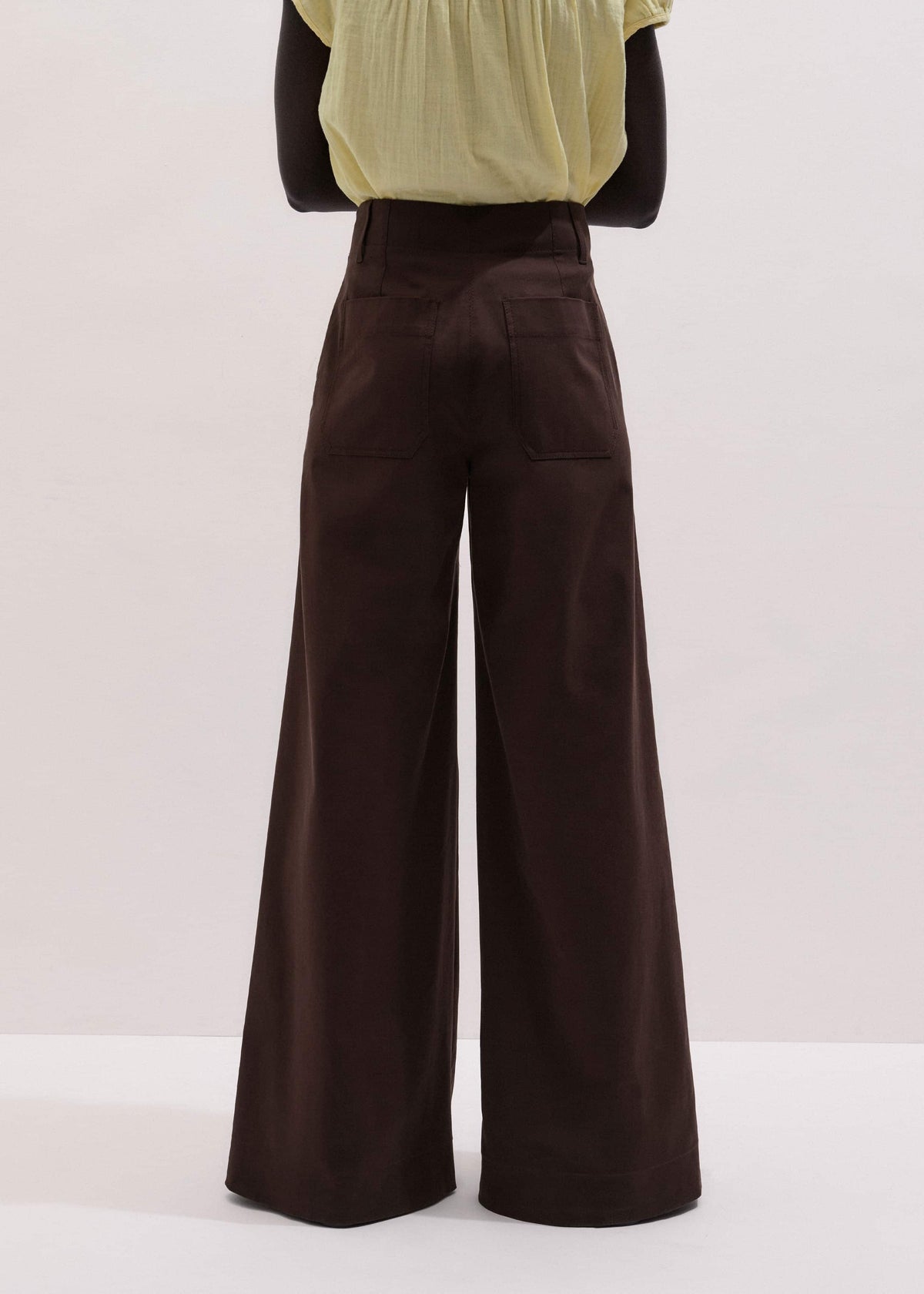 ME+EM Brown High Waist Wide-Leg Pant