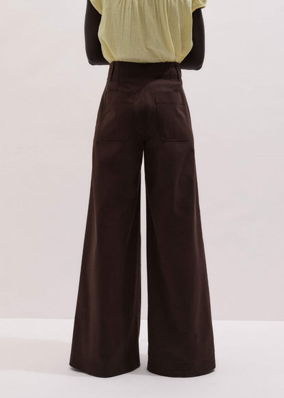 ME+EM Brown High Waist Wide-Leg Pant