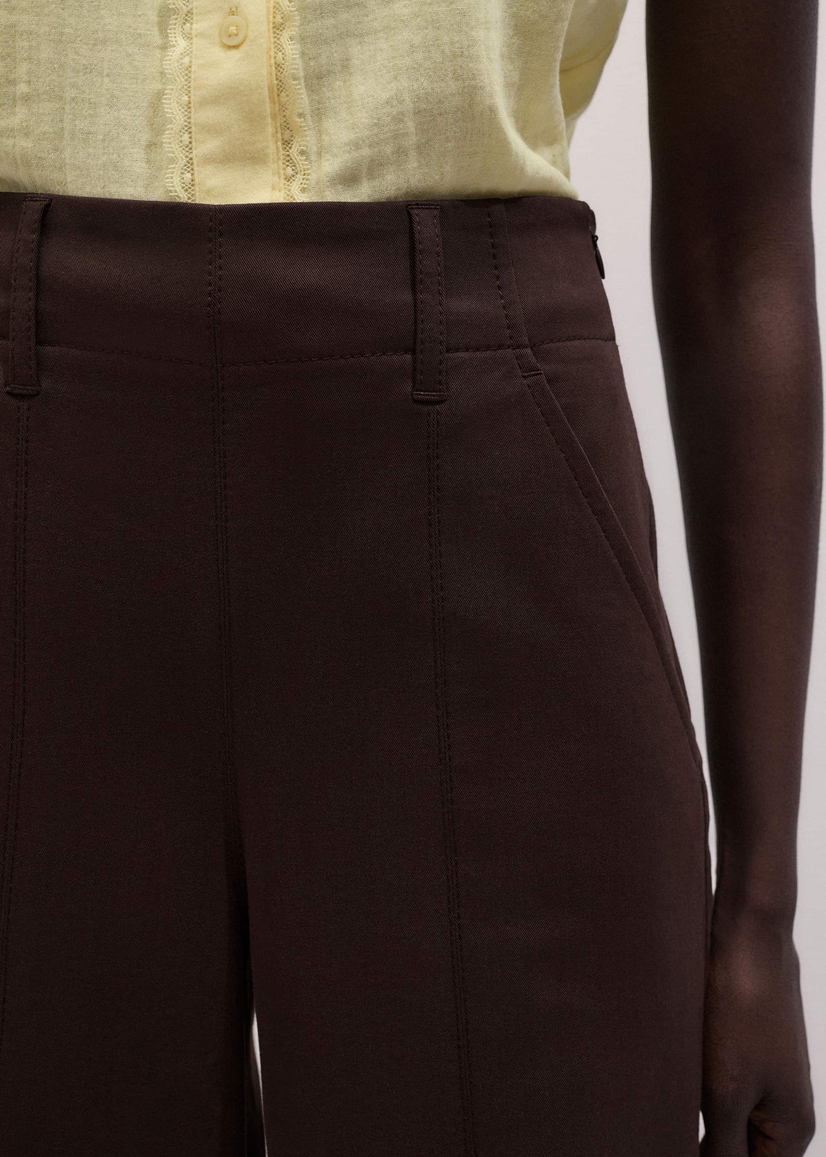 ME+EM Brown High Waist Wide-Leg Pant