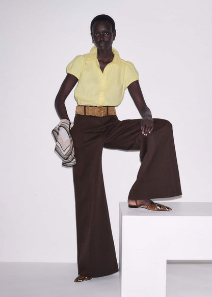 ME+EM Brown High Waist Wide-Leg Pant