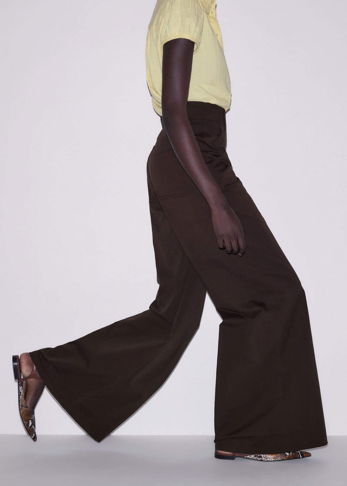 ME+EM Brown High Waist Wide-Leg Pant