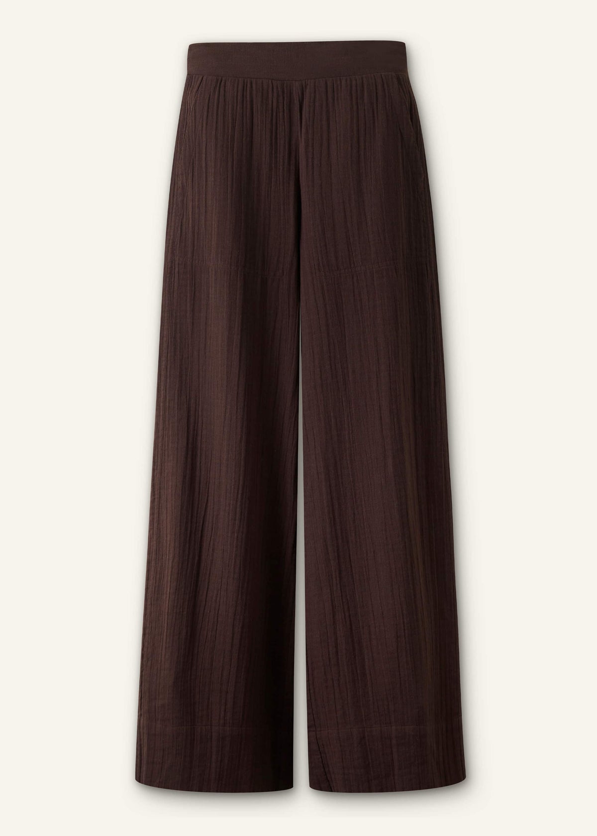 ME+EM Brown Cheesecloth Wide-Leg Pant