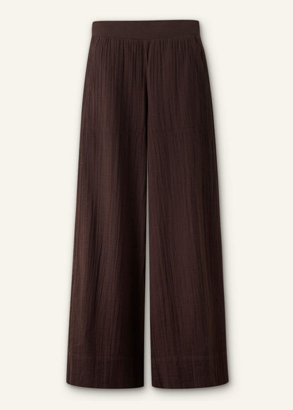 ME+EM Brown Cheesecloth Wide-Leg Pant