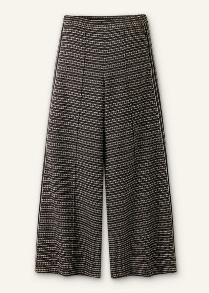 ME+EM Black Stripe Tweed Wide-Leg Pant