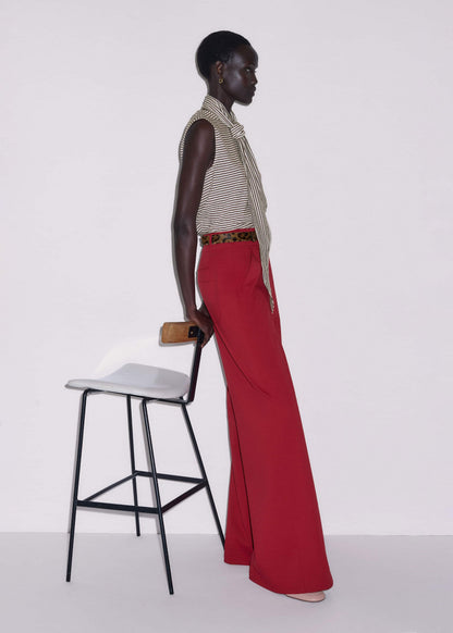 ME+EM Red High Waist Wide-Leg Pant