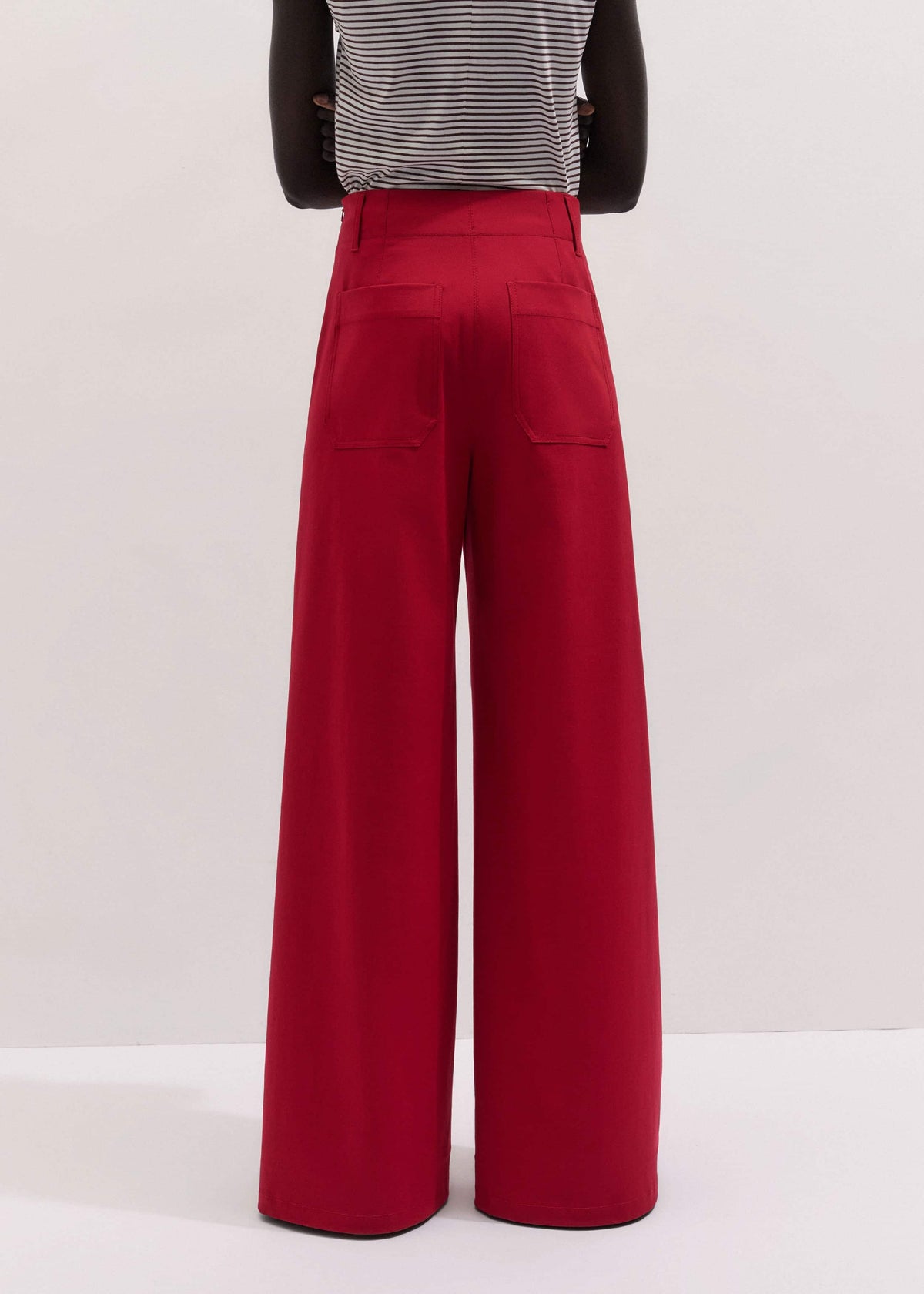 ME+EM Red High Waist Wide-Leg Pant