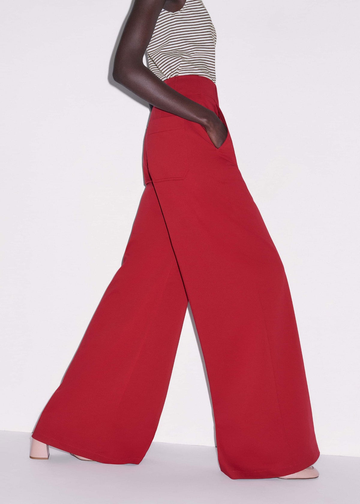 ME+EM Red High Waist Wide-Leg Pant