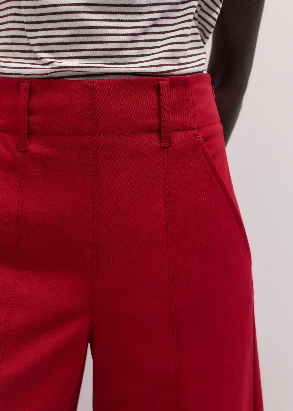 ME+EM Red High Waist Wide-Leg Pant